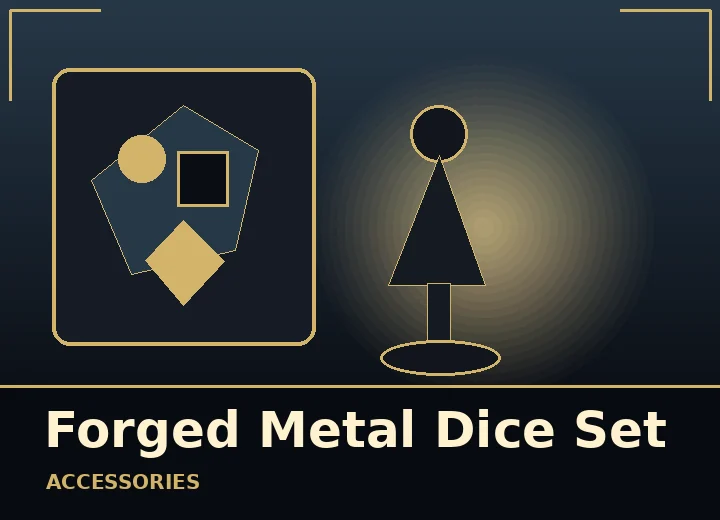 Original editorial artwork for Forged Metal Dice Set